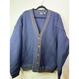 VTG Structure Cardigan Blue Men XL Collegiate University Preppy 80s 90s School